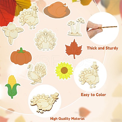 Thanksgiving Day Unfinished Blank Wooden Slices for Painting Arts WOOD-CJC0005-61B-1-1