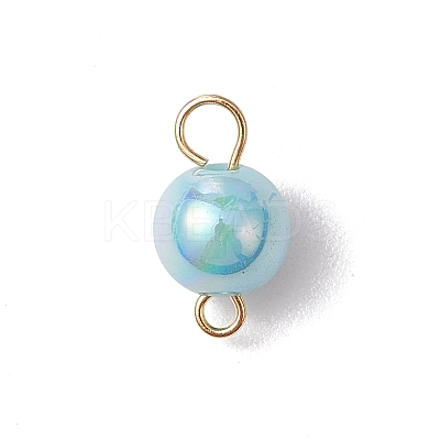 AB Color Plated Opaque Acrylic Round Connector Charms PALLOY-JF03543-01-1