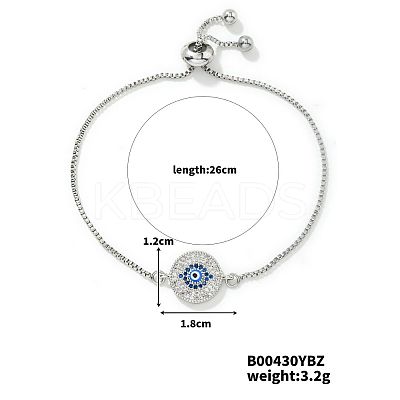 European and American Fashion Evil Eye Brass Rhinestone Link Slider Bracelets EL1092-1