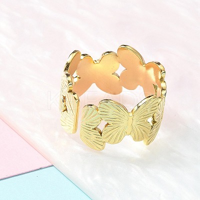 304 Stainless Steel Open Cuff Ring for Women LS-RJEW-B109-05G-01-1