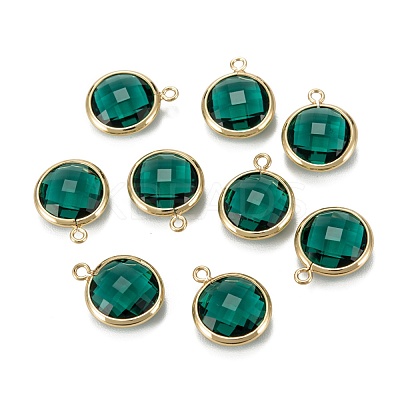 Brass Glass Charms KK-C223-05G-1