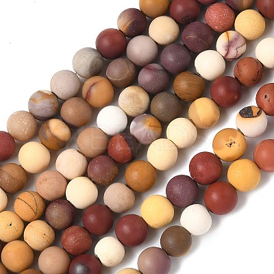 Frosted Round Natural Mookaite Beads Strands G-N0166-65-6mm-1