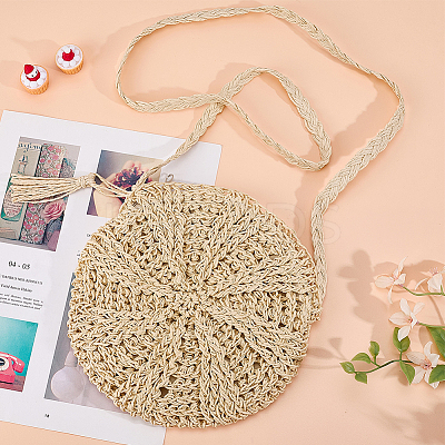 1Pc Papyrus Cotton Knitted Crossbody Bags AJEW-BBC0002-27B-1