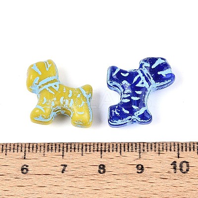 Dog Painted Glass Beads GLAA-T025-67M-01-1