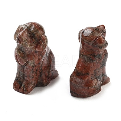 Natural Sesame Jasper Carved Dog Figurines DJEW-L023-A02-1