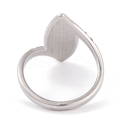 304 Stainless Steel Horse Eye Finger Ring for Women RJEW-C086-27-P-1