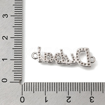 Brass Micro Pave Clear Cubic Zirconia Word Dubai Connector Charms KK-C255-33P-1