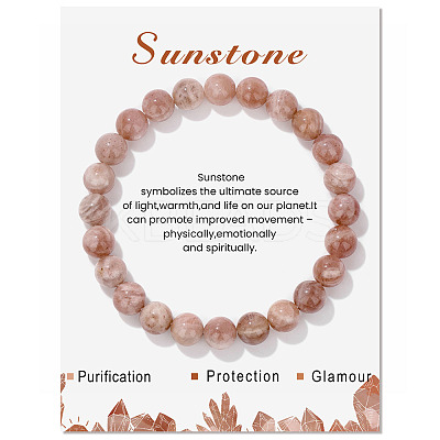 Synthetic Sunstone Beaded Stretch Bracelets PW-WG7FE75-17-1-1