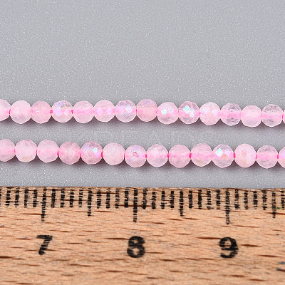 AB Color Plated Natural Rose Quartz Beads Strands G-T144-A07-02-1