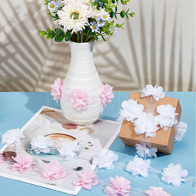 9~10 Yards 2 Colors 3D Organza Flower Trimming FIND-GF0004-50-1