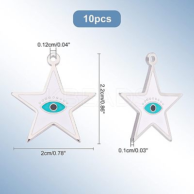10Pcs 304 Stainless Steel Enamel Pendants STAS-NB0001-27-1