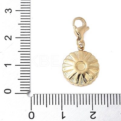 304 Stainless Steel Rhinestone Flower Pendant Decoration STAS-S165-35G-1