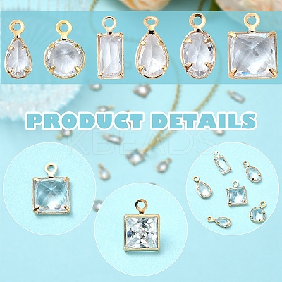 20Pcs Brass Cubic Zirconia Charms ZIRC-YW0001-12-1