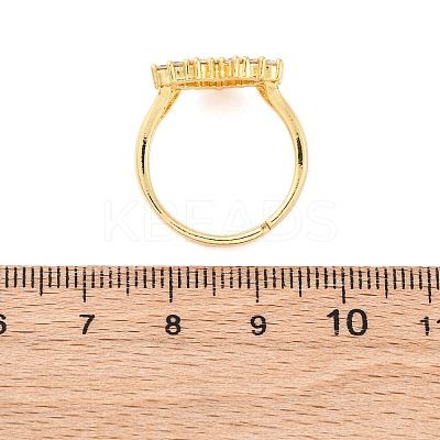 Brass Micro Pave Clear Cubic Zirconia Rings for Women RJEW-U047-11G-1