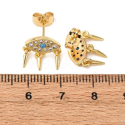 Brass Micro Pave Cubic Zirconia Eye Stud Earrings EJEW-K267-14G-1