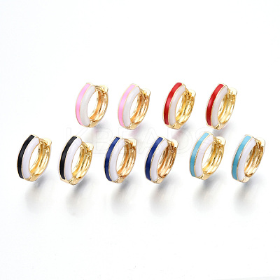 Brass Huggie Hoop Earrings EJEW-S209-07-1