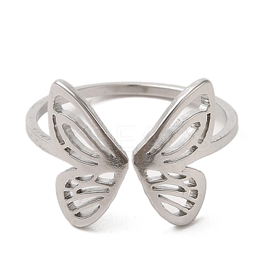 Non-Tarnish 304 Stainless Steel Open Cuff Ring RJEW-Z026-07P-1