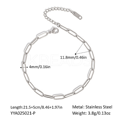 Stainless Steel Paperclip Chain Anklets for Women RC7238-2-1