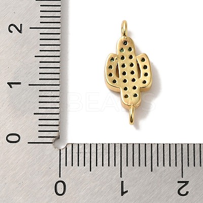 Rack Plating Brass Micro Pave Green Cubic Zirconia Cactus Connector Links KK-U027-01G-1