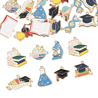 24Pcs 12 Styles Alloy Enamel Pendants ENAM-FS0003-40-1