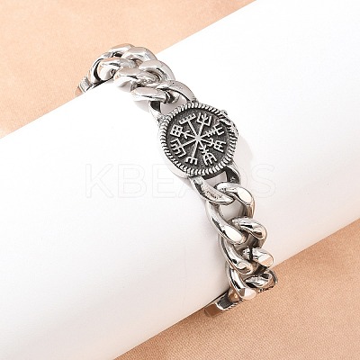 Stainless Steel Viking Compass Link Bracelets BJEW-D379-15ASP-1