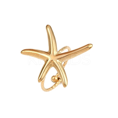 304 Stainless Steel Adjustable Open Cuff Rings for Women LS-RJEW-K303-01G-1