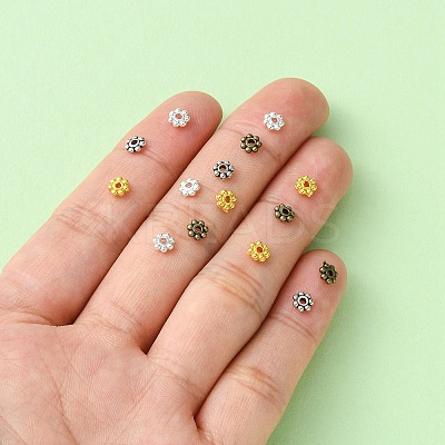 300Pcs 4 Colors Tibetan Style Alloy Daisy Spacer Beads FIND-YW0004-32-1