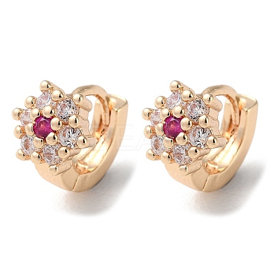 Rack Plating Brass Micro Pave Cubic Zirconia Hoop Earrings EJEW-P238-29KCG-1
