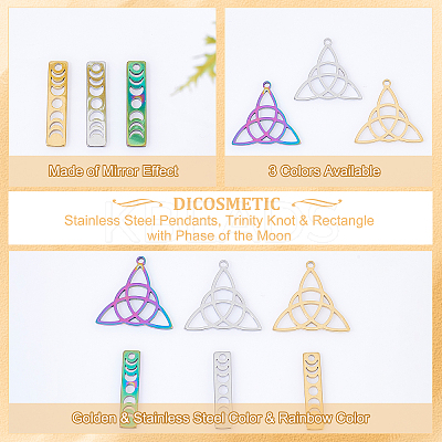 24Pcs 6 Style 304 Stainless Steel Pendants STAS-DC0010-55-1