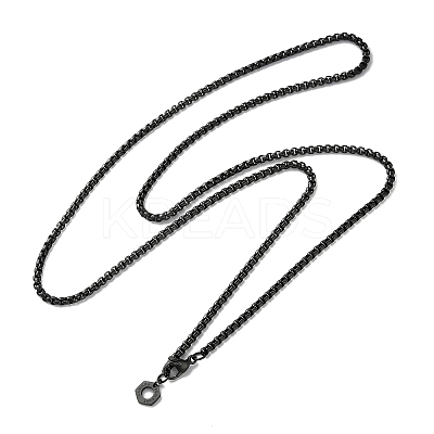 304 Stainless Steel Hexagon Pendant Box Chain Necklaces for Women NJEW-A045-25EB-1