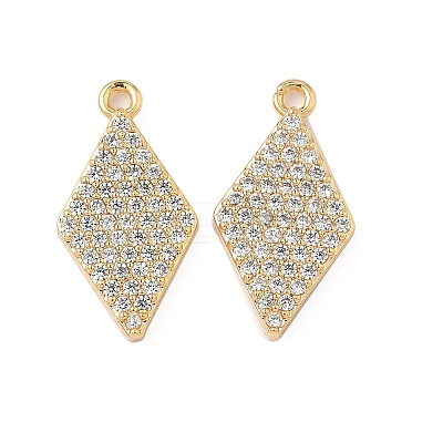 Brass Micro Pave Clear Cubic Zirconia Pendants KK-S531-16G-1