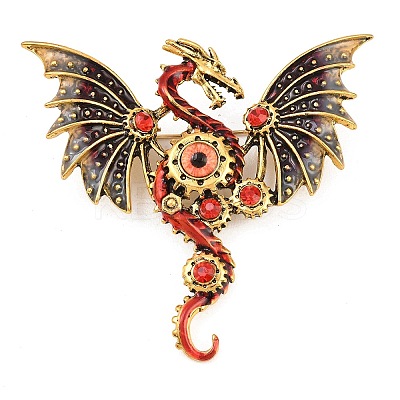 Dragon with Evil Eye Alloy Rhinestone with Plastic Lapel Pins for Backpack Clothes JEWB-G043-02A-1