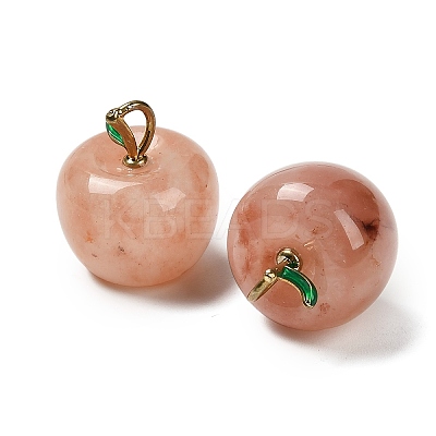 Natural Xinjiang Golden Silk Jade Apple Pendants G-G290-05-1
