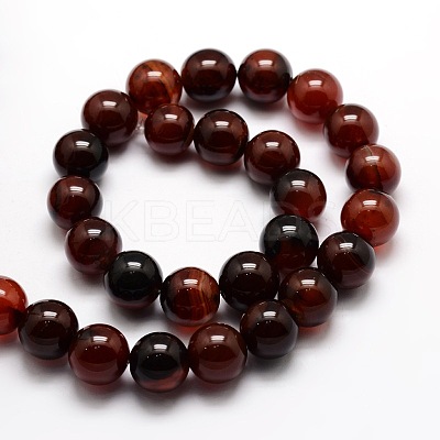 Dyed Natural Agate Round Beads Strands G-E321B-14mm-02-1