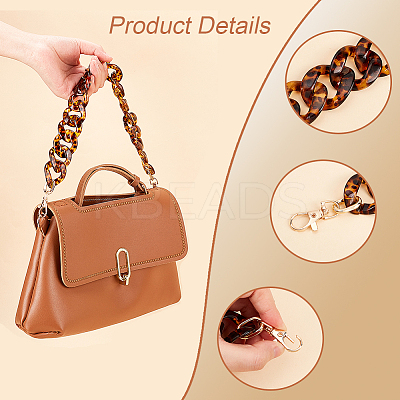 Leopard Print Pattern Acrylic Curb Chain Bag Handles FIND-WH0120-03A-1