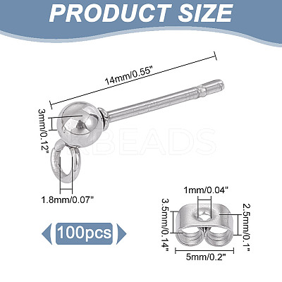 304 Stainless Steel Stud Earring Findings STAS-UN0060-01C-1
