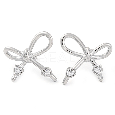 304 Stainless Steel Micro Pave Clear Cubic Zirconia Stud Earrings for Women EJEW-U023-05P-1