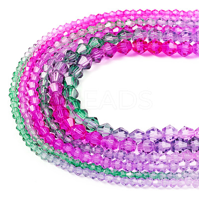 12 Strands 3 Styles Gradient Color Baking Paint Glass Bead Strands DGLA-TA0001-21F-1