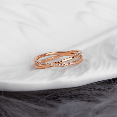 304 Stainless Steel Micro Pave Clear Cubic Zirconia Finger Rings for Women FS-WG1B662-04-1