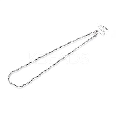 2.5MM 304 Stainless Steel Twisted Round Snake Chain & Boston Link Chain Necklaces NJEW-N058-15P-1