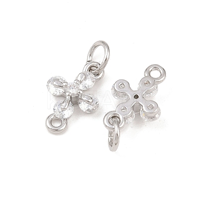 Brass Pave Clear Cubic Zirconia Cross Links Connector Charms KK-G544-16P-1