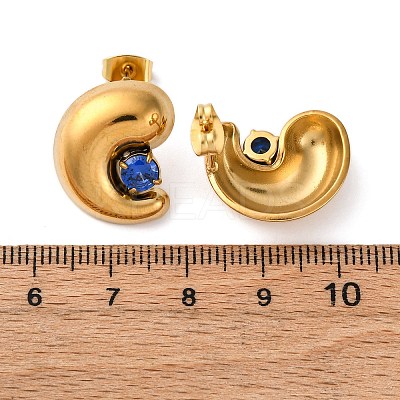304 Stainless Steel Micro Pave Cubic Zirconia Stud Earrings EJEW-B138-01G-1