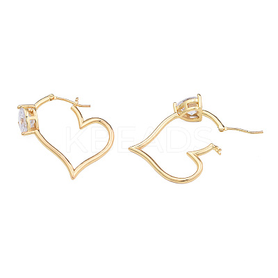 Cubic Zirconia Heart Hoop Earrings EJEW-N011-76-1