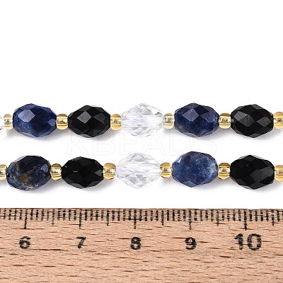 Natural Obsidian & Sodalite & Quartz Crystal Beads Strands G-N358-04A-02-1