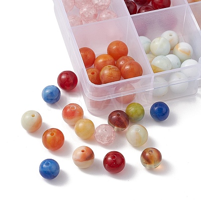 100Pcs 10 Style Glass Round Beads GLAA-FS0001-63-1