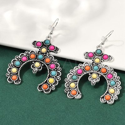 Alloy Synthetic Turquoise Dangle Earrings for Women EJEW-U053-10AS-01-1