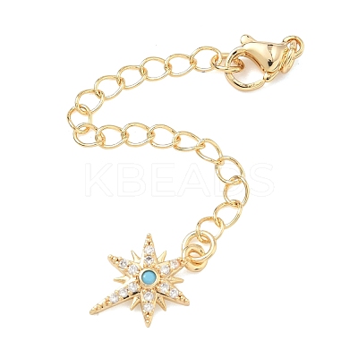 Brass Micro Pave Clear Cubic Zirconia Curb Chain Extender KK-G556-07G-1
