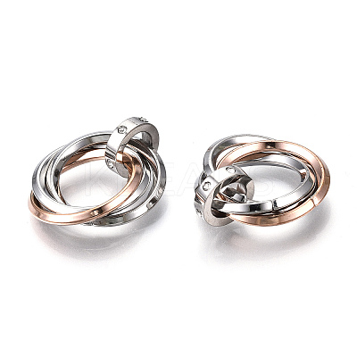 Ion Plating(IP) 201 Stainless Steel Interlocking Ring Pendants LS-STAS-N099-01RG-1