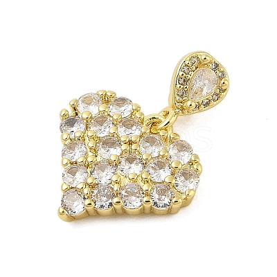 Heart Rack Plating Brass Micro Pave Cubic Zirconia Pendants KK-Z074-55G-1