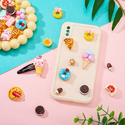 30Pcs 15 Styles Opaque Resin Imitation Food Decoden Cabochons RESI-TA0003-70-1